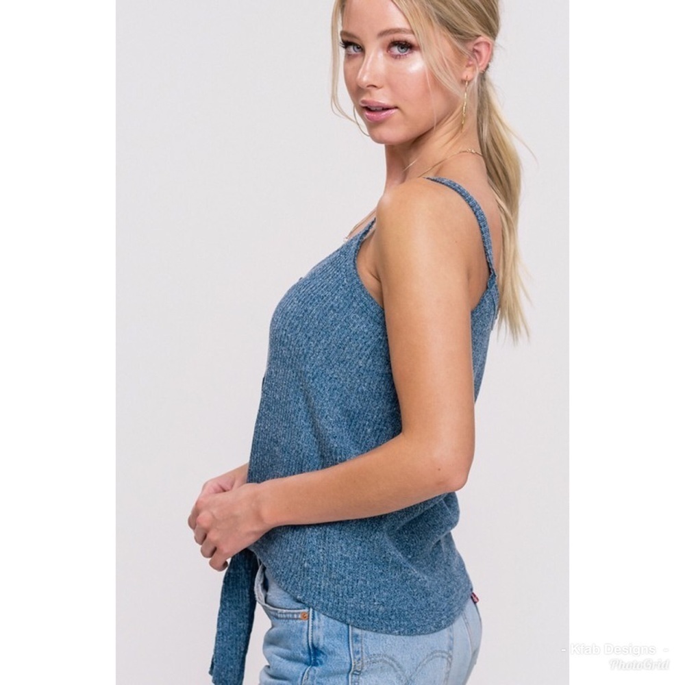 LAST 1! Super Soft Ribbed Button Up Top! - Picture 4 of 6
